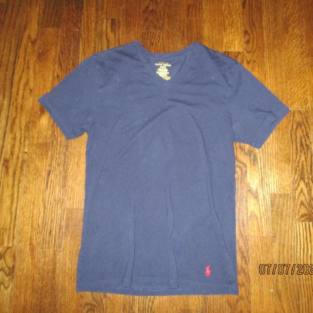 Navy Blue Ralph Lauren Polo Tee Shirt V Neck